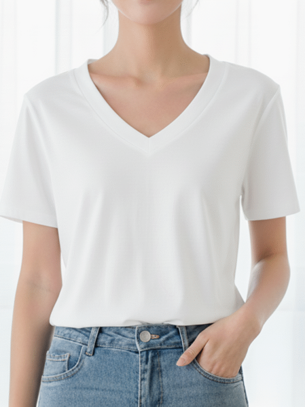 remera scote en v frente 1 blanco Remera Cindirella